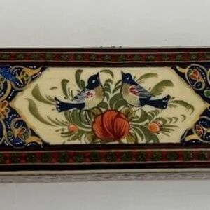 Persian Khatam Marquetry Wood Trinket Box Blue Birds